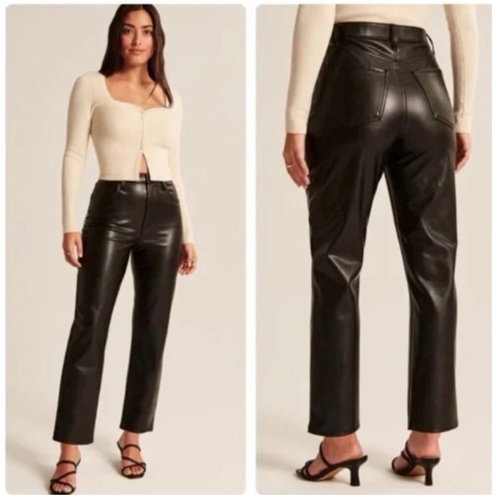 Abercrombie & Fitch the ankle straight ultra high rise vegan leather pants